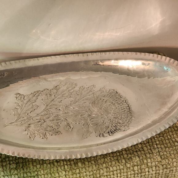 Continental Silverlook Hand Wrought Aluminum Tray #566 Floral Mid Century - Picture 1 of 6
